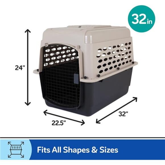 Dog Kennel 32", Taupe & Black, Portable Dog Crate for Pets 30-50lbs, Made in USA - Picture 6 of 7